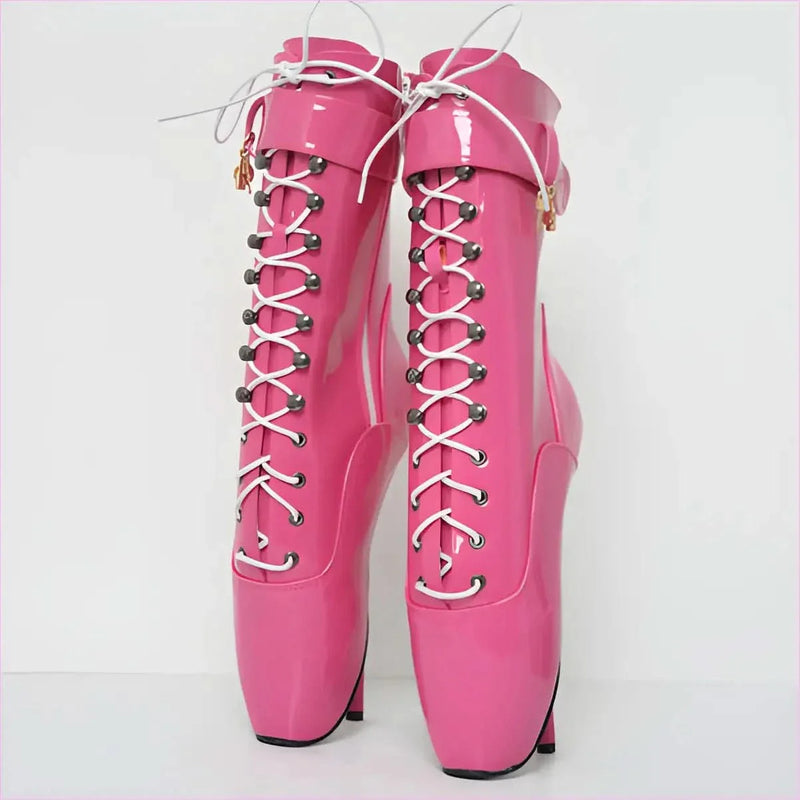 18cm Ballet Front-less Lace-up Knee-high Boots