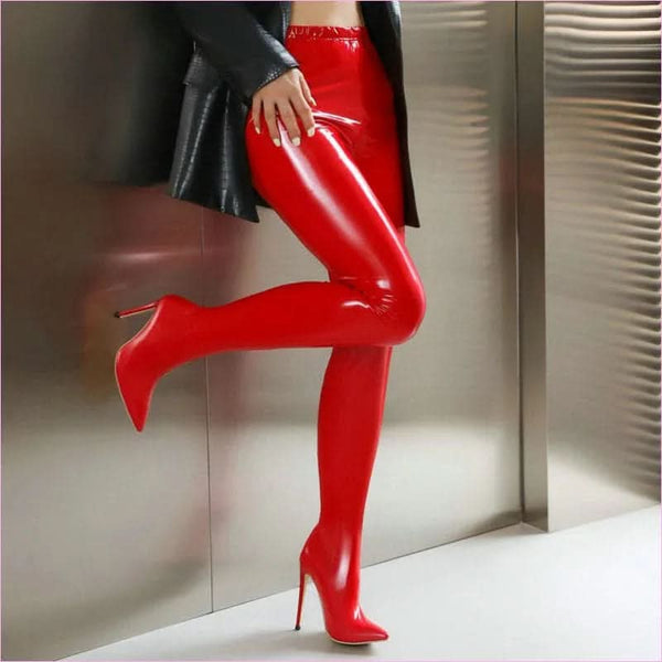 Drag Queen Stiletto Pvc Boots with Queen Heel for Bold Style