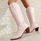Lightning Bolt Embroidered Knee-high Unisex Plus Size Western Boots