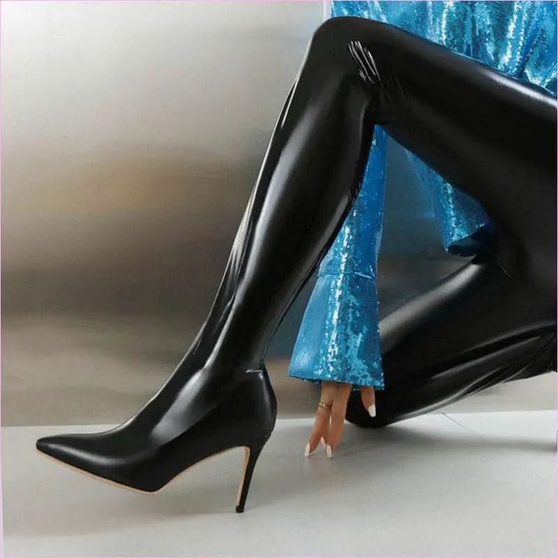 Drag Queen Stiletto Pvc Boots with Queen Heel for Bold Style
