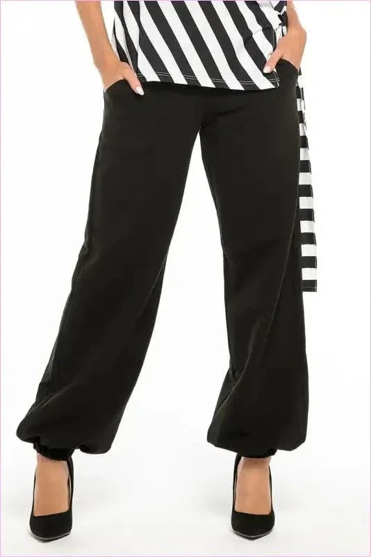 Aladdin Style Black Cotton Knit Trousers Unique Fashion