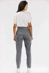Awama Gray White Pinstripe Cigarette Pants Fashion