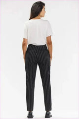 Awama Gray White Pinstripe Cigarette Pants Fashion