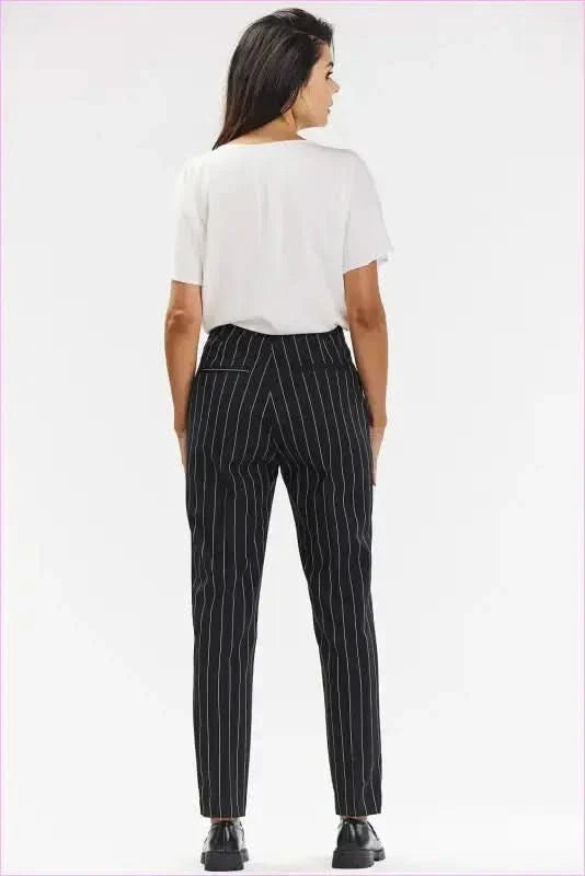 Awama Gray White Pinstripe Cigarette Pants Fashion