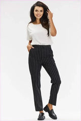 Awama Gray White Pinstripe Cigarette Pants Fashion