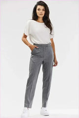 Awama Gray White Pinstripe Cigarette Pants Fashion