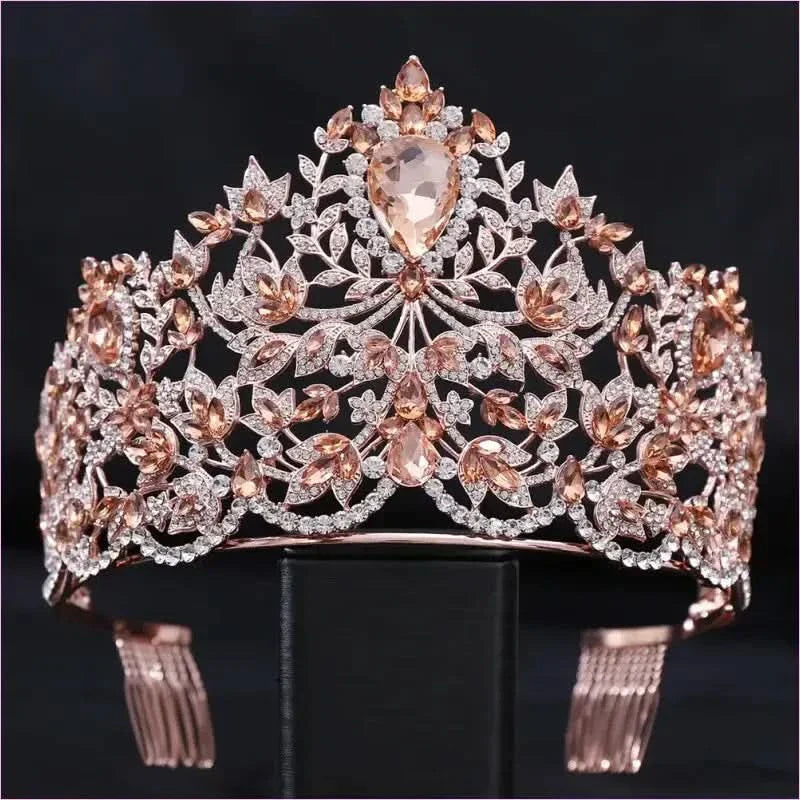 Baroque Style Large Rhinestone Wedding Crown for a Glamorous Look