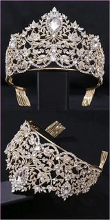 Baroque Style Large Rhinestone Wedding Crown for a Glamorous Look