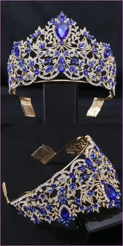 Baroque Style Large Rhinestone Wedding Crown for a Glamorous Look