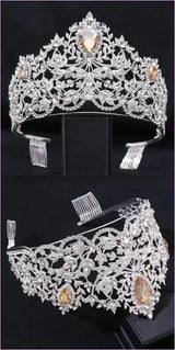 Baroque Style Large Rhinestone Wedding Crown for a Glamorous Look