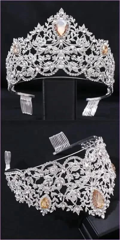 Baroque Style Large Rhinestone Wedding Crown for a Glamorous Look