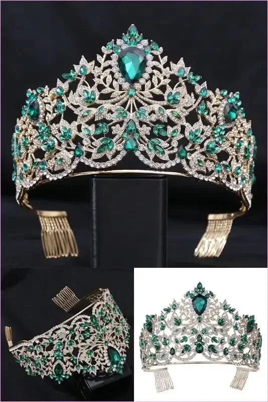 Baroque Style Large Rhinestone Wedding Crown for a Glamorous Look