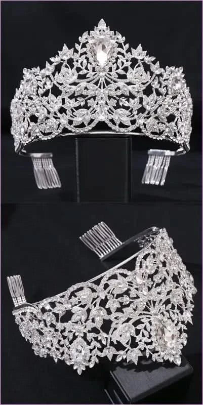 Baroque Style Large Rhinestone Wedding Crown for a Glamorous Look
