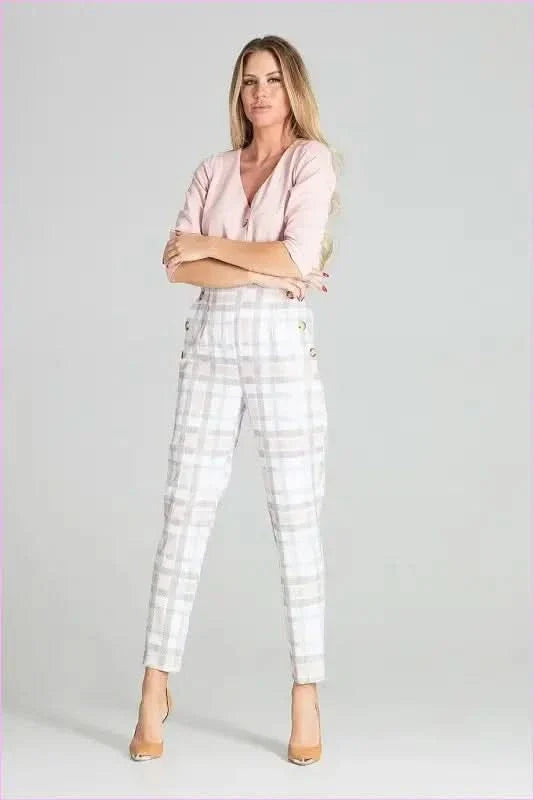 Beige High Rise Trousers Unique Style