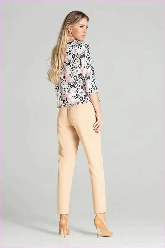 Beige High Rise Trousers Unique Style
