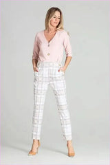 Beige High Rise Trousers Unique Style