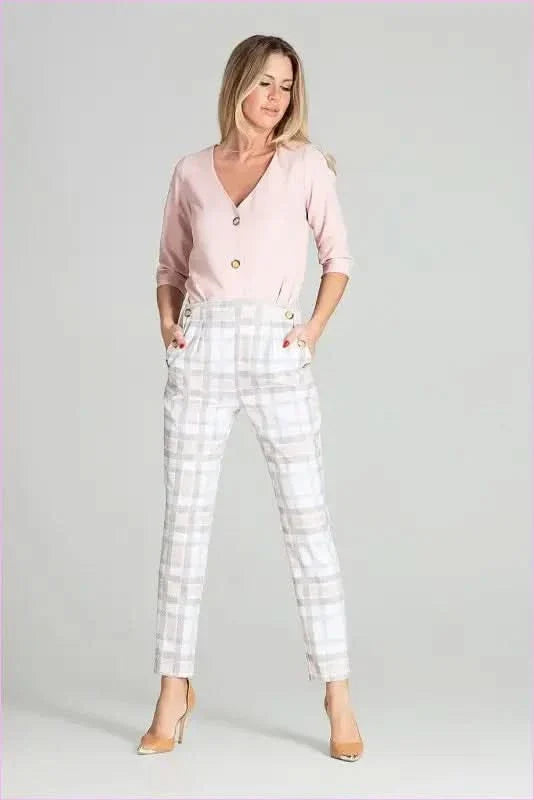 Beige High Rise Trousers Unique Style