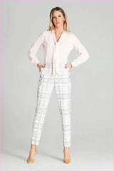 Beige High Rise Trousers Unique Style