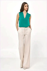 Beige Loose Pants Unique Style Fashion