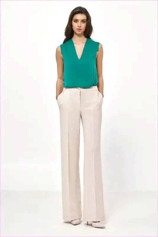 Beige Loose Pants Unique Style Fashion