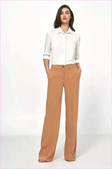 Beige Loose Pants Unique Style Fashion