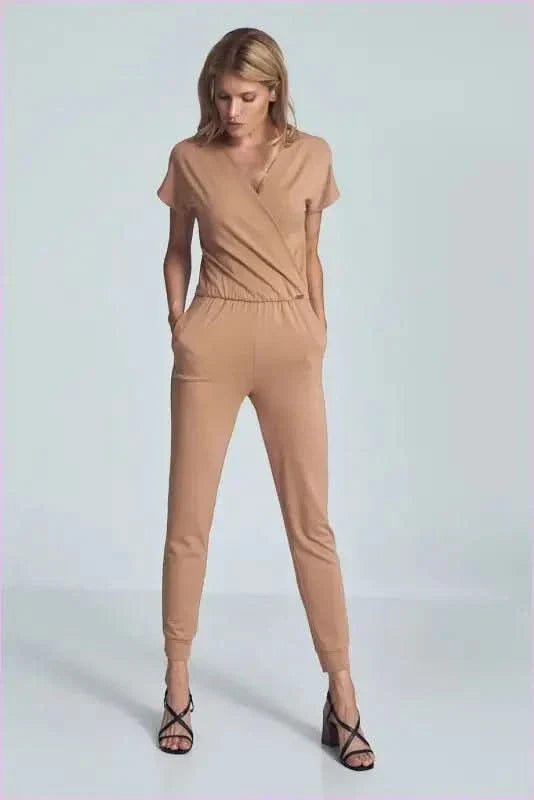 Beige Sporty Jumpsuit Unique Style