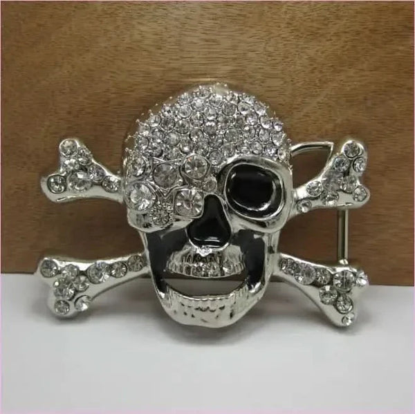 Bejeweled Skull Rhinestone Diamante Belt Buckle for a Bold Look