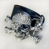 Bejeweled Skull Rhinestone Diamante Belt Buckle for a Bold Look