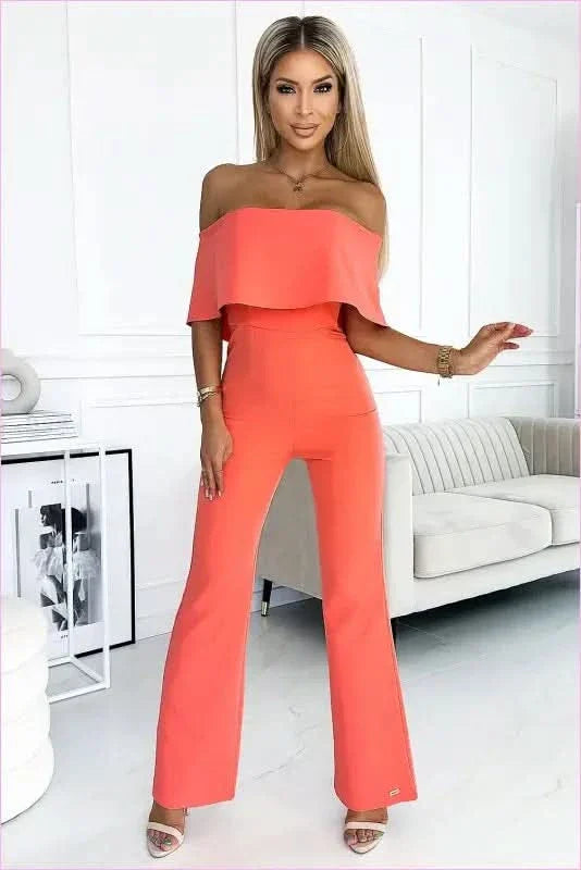 Bergamo Peach Ruffle Jumpsuit Unique Fashion Style