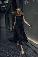 Black Chiffon Jumpsuit Unique Style Fashion
