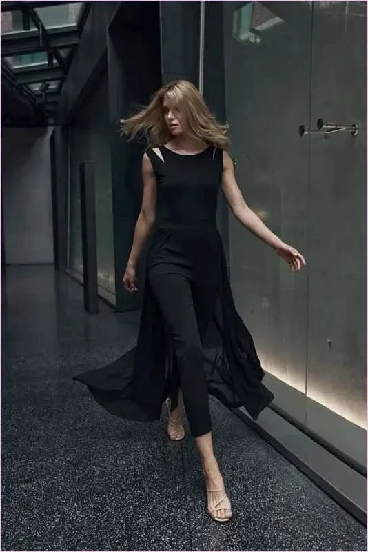 Black Chiffon Jumpsuit Unique Style Fashion