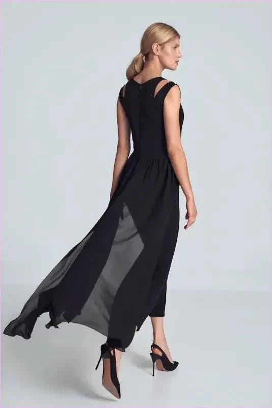 Black Chiffon Jumpsuit Unique Style Fashion