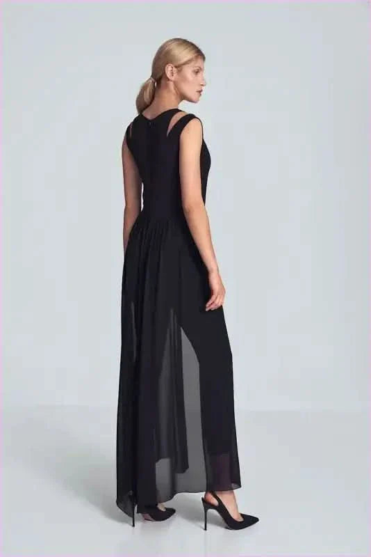 Black Chiffon Jumpsuit Unique Style Fashion