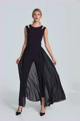 Black Chiffon Jumpsuit Unique Style Fashion