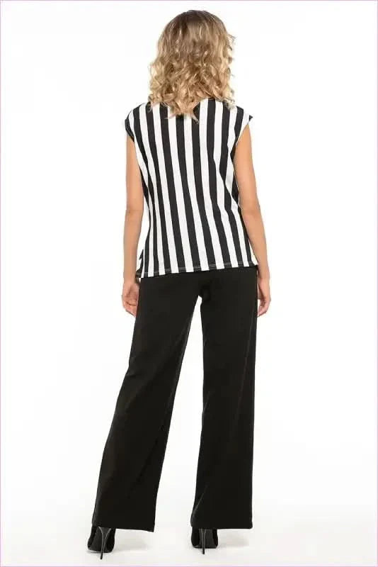 Black Flared Knit Trousers Unique Style