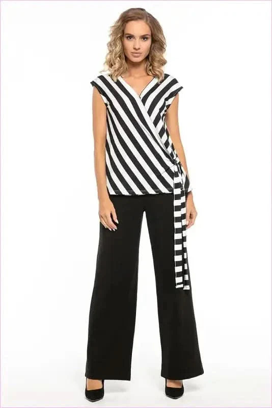 Black Flared Knit Trousers Unique Style
