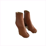 Black Leather Split Toe Tabi Boots with 8cm Block Heel