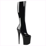 Black Leather Stiletto High Heel Patent Platform Ladies Boots