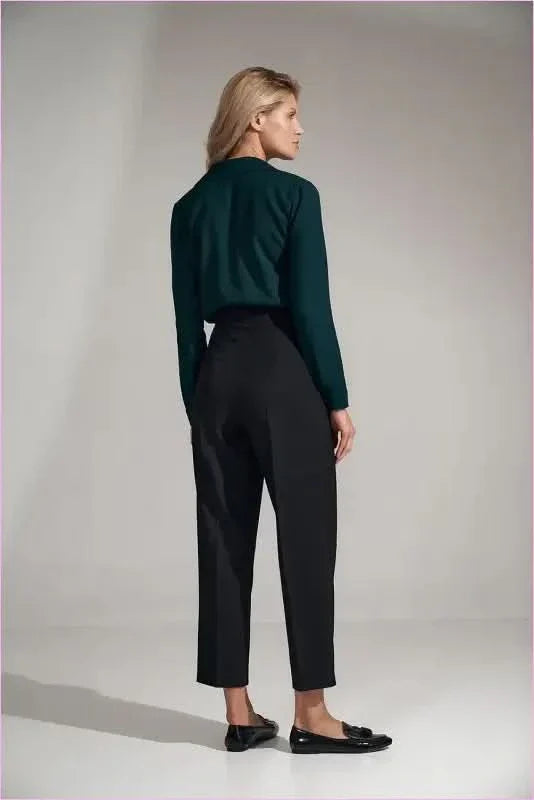 Black Pleated Trousers Unique Style Fashion
