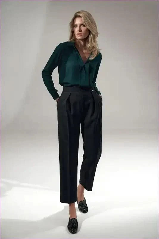 Black Pleated Trousers Unique Style Fashion