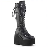 Black Punk Buckle Boots with Round Toe for Gothic Steampunk Style