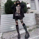 Black Punk Buckle Boots with Round Toe for Gothic Steampunk Style