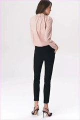 Black Snap Fashion Trousers Unique Office Style
