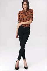 Black Snap Fashion Trousers Unique Office Style