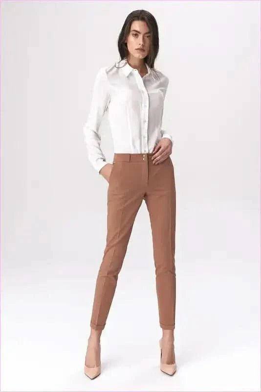 Black Snap Fashion Trousers Unique Office Style
