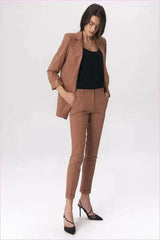 Black Snap Fashion Trousers Unique Office Style