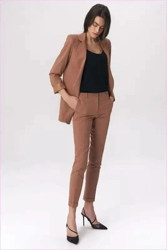 Black Snap Fashion Trousers Unique Office Style