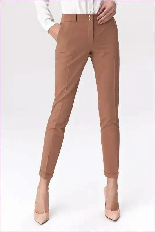 Black Snap Fashion Trousers Unique Office Style