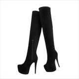 Black Thigh-high Platform Boots with Stiletto Heels for Ladies