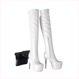 Black Thigh-high Platform Boots with Stiletto Heels for Ladies